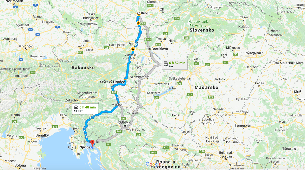 Cesta do Chorvatska 2018